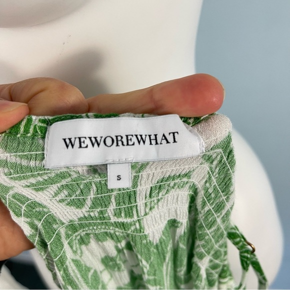 WeWoreWhat Smocked Midi Dress Size Small Vacation Resort Green Tropical Floral - Picture 11 of 13